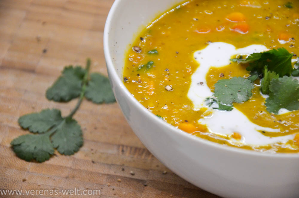 Curry-Linsensuppe mit Süßkartoffel und Kokosmilch - ° Verenas Welt