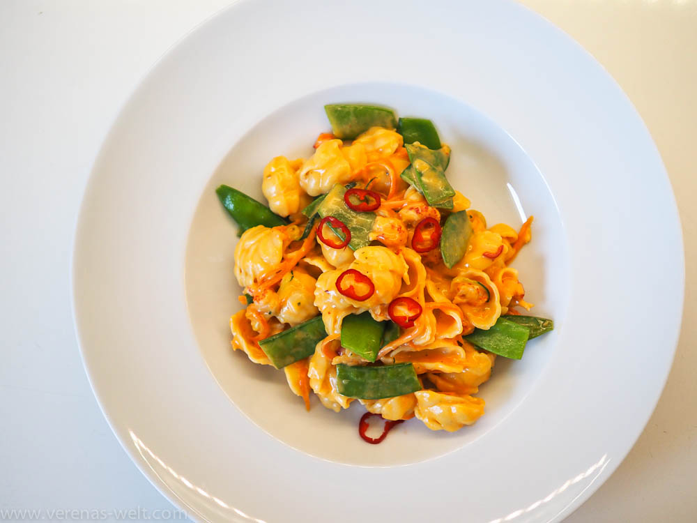 Pasta di fiume - Nudeln mit Flusskrebsen in cremiger Hummersauce